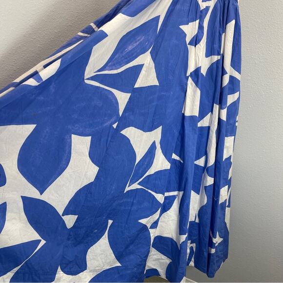 Anthropologie Abstract Leaf Maxi Dress Blue and White Coastal - Picture 12 of 15